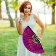 thumbnail image 3 of 10 Inch Colorful Stripe Kung Fu Fan - Boots On The Ground Hand Fan, Clacking Fans for Line Dancing, Popping Fans Large Holographic Folding Fan Iridescent Clack Hand Fan,Foldable Craft Holding Laser, 3 of 6