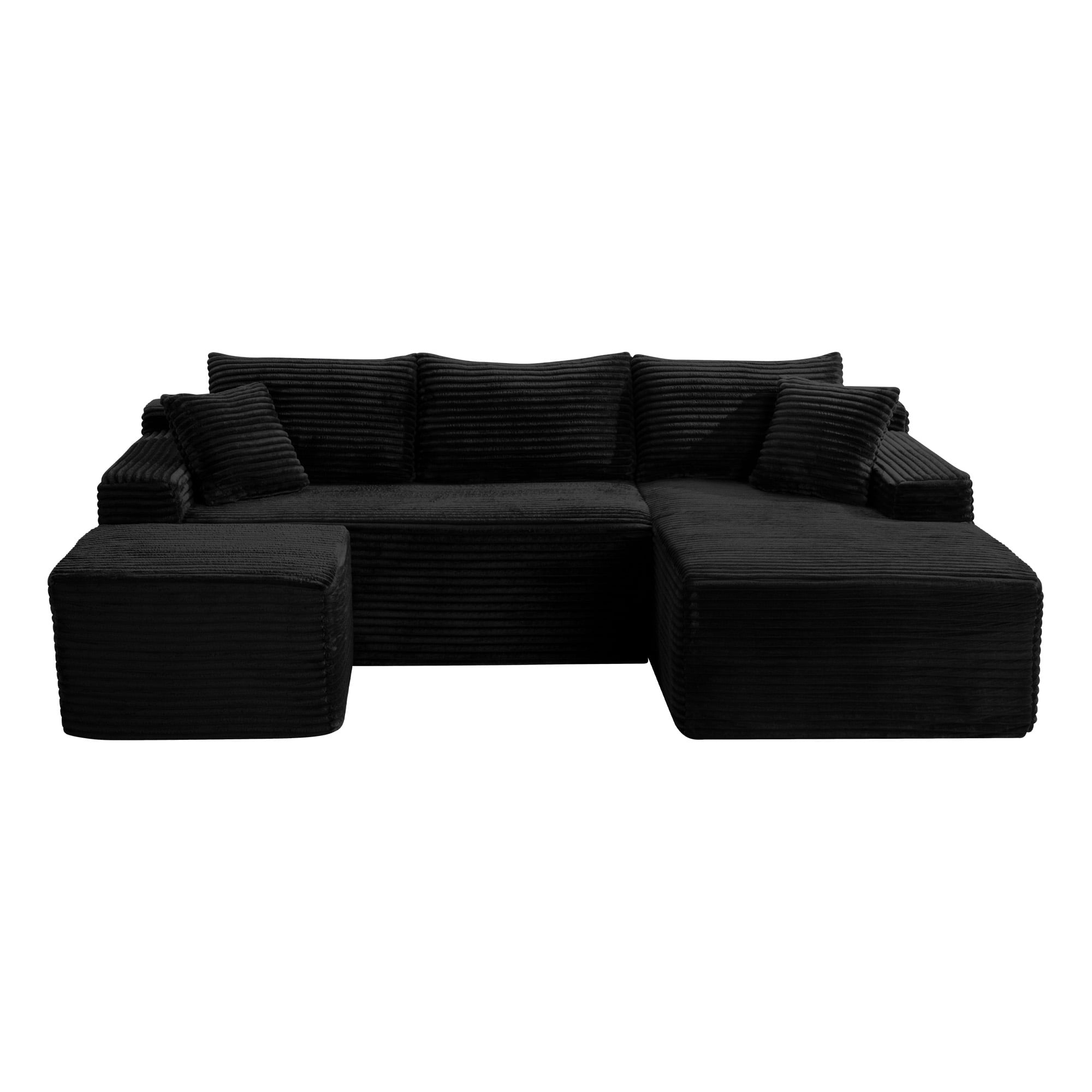 Leumius 106" Sectional Sofa Couch with Deep Seat,U-Shaped Cloud Modular Sleeper Couches for Living Room,Bedroom,Apartment,No Assembly Required,Black-Right