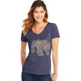 thumbnail image 1 of Hanes Tee-Shirt à Manches Courtes Col en V pour Femmes, P, Motif Éléphant/marine Chiné, 1 of 3