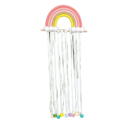 

Wanwan Hair Bow Holder Woven Space-saving Cotton Rope Rainbow Design Hair Accessories Organizer for Nursery Room