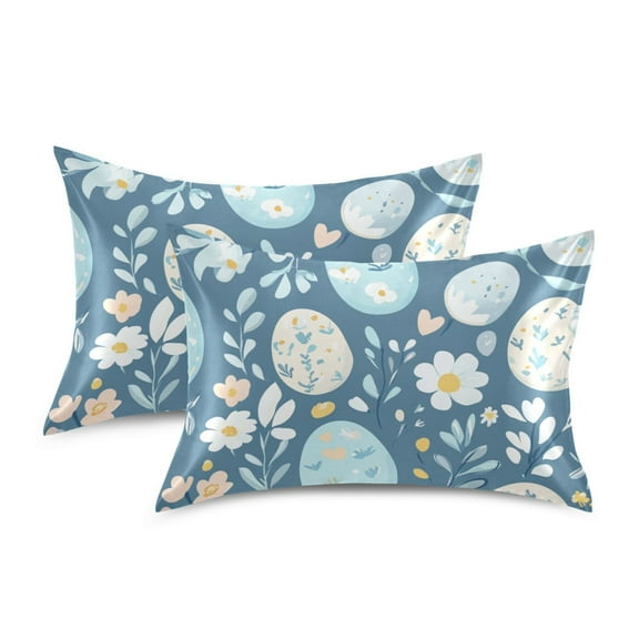 Yayeee Pillowcase Standard Size Set of 2 Satin Wrinkle Resistant Pillow Case, Easter Eggs