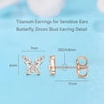 thumbnail image 4 of Limerencia Butterfly Zirconia Earrings, G23 Titanium Hypoallergenic Women's Earrings, 4 of 6