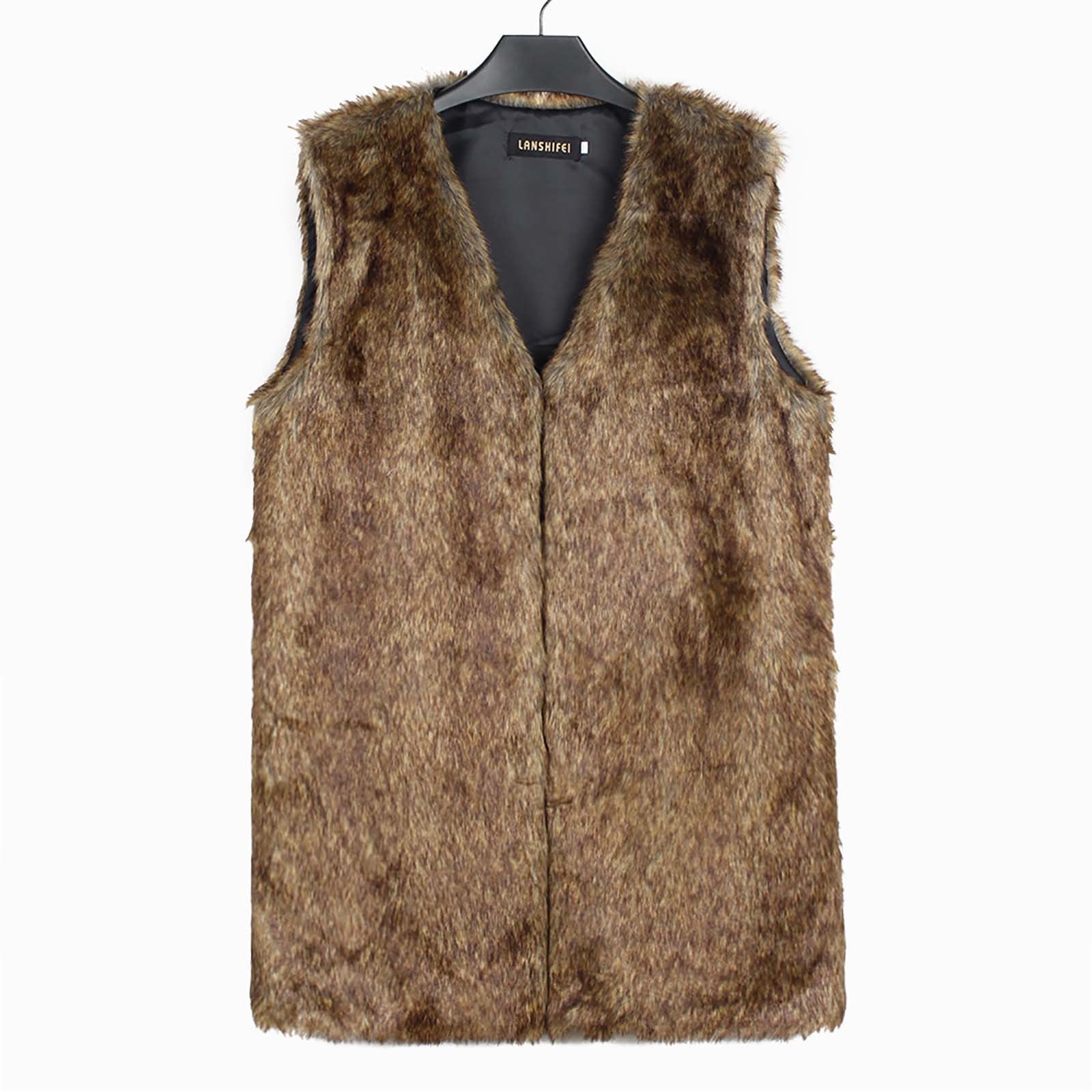 Fringe Jacket Dikoaina Fashion Women Faux Fur Waistcoat Short Vest