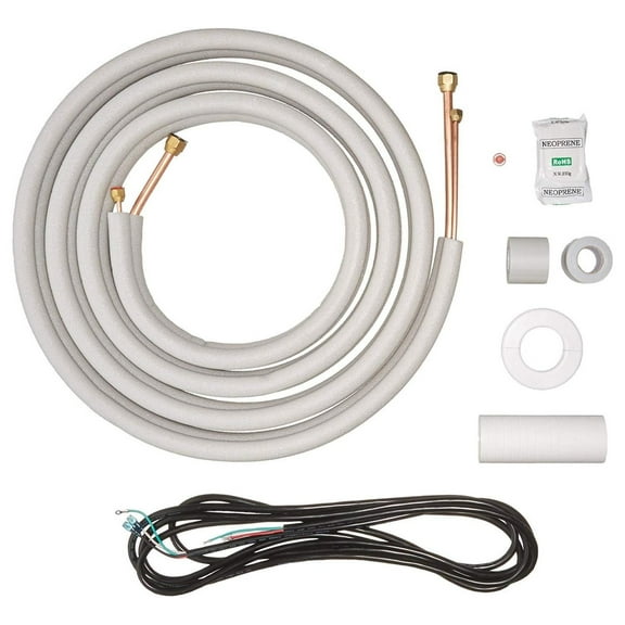 16 Ft. Insulated Copper Line Set for Mini Split Air Conditioner, 3/8" & 5/8" OD, White
