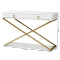 thumbnail image 2 of Baxton Studio Madan White Finished Wood and Gold Metal 2-Drawer Console Table, 2 of 10