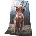 thumbnail image 2 of Manta de vaca de las Tierras Altas para ropa de cama, siesta, viajes, franela suave y esponjosa, con diseño de vaca de las Tierras Altas, para niñas, mujeres y niños, 50 x 40 pulgadas, 2 of 7