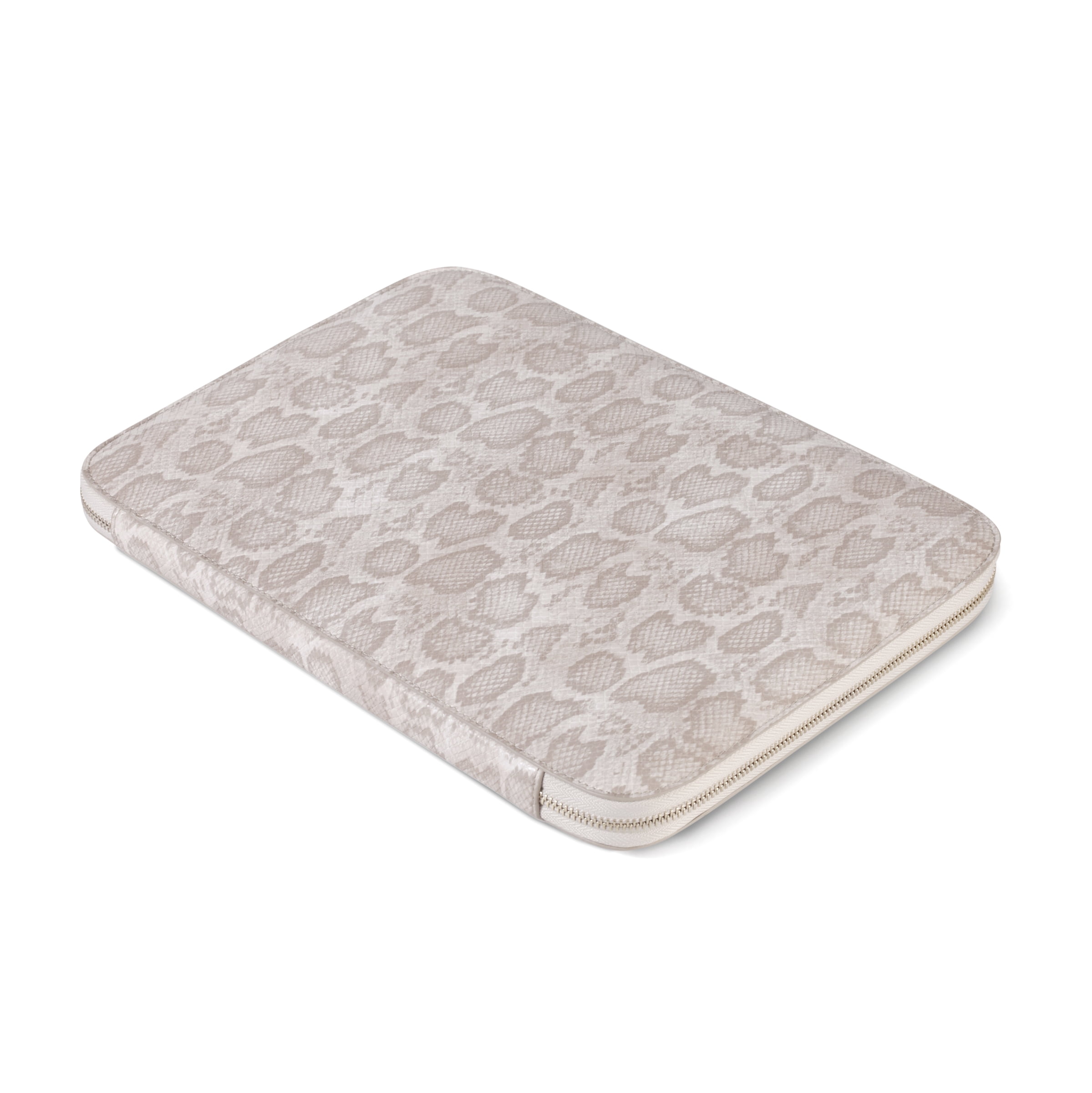 Daisy Rose Protective Laptop Sleeve Case for 13 Inch Laptop with Slip Pocket - Luxury PU Vegan Leather Shock Absorbant Hard Case for Work and School - Cream Snake