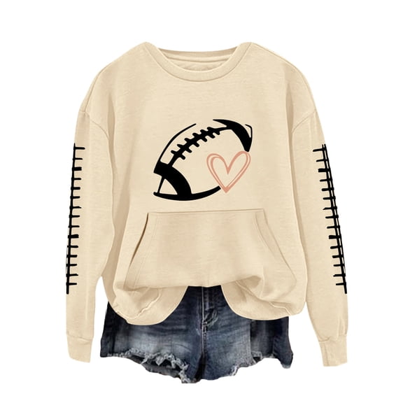 NMMUED Womens Fall Clothing, Womens Oversized Tops, Fall Clothes for Women, Graphic Sweatshirts for Women, Cute Sweatshirts, Beige L