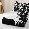 thumbnail image 4 of Homewish Vintage Halloween Ghost Quilt Full,Wavy Silhouette Pattern Full Bedspread Sets,Black White,3 Pieces, 4 of 7