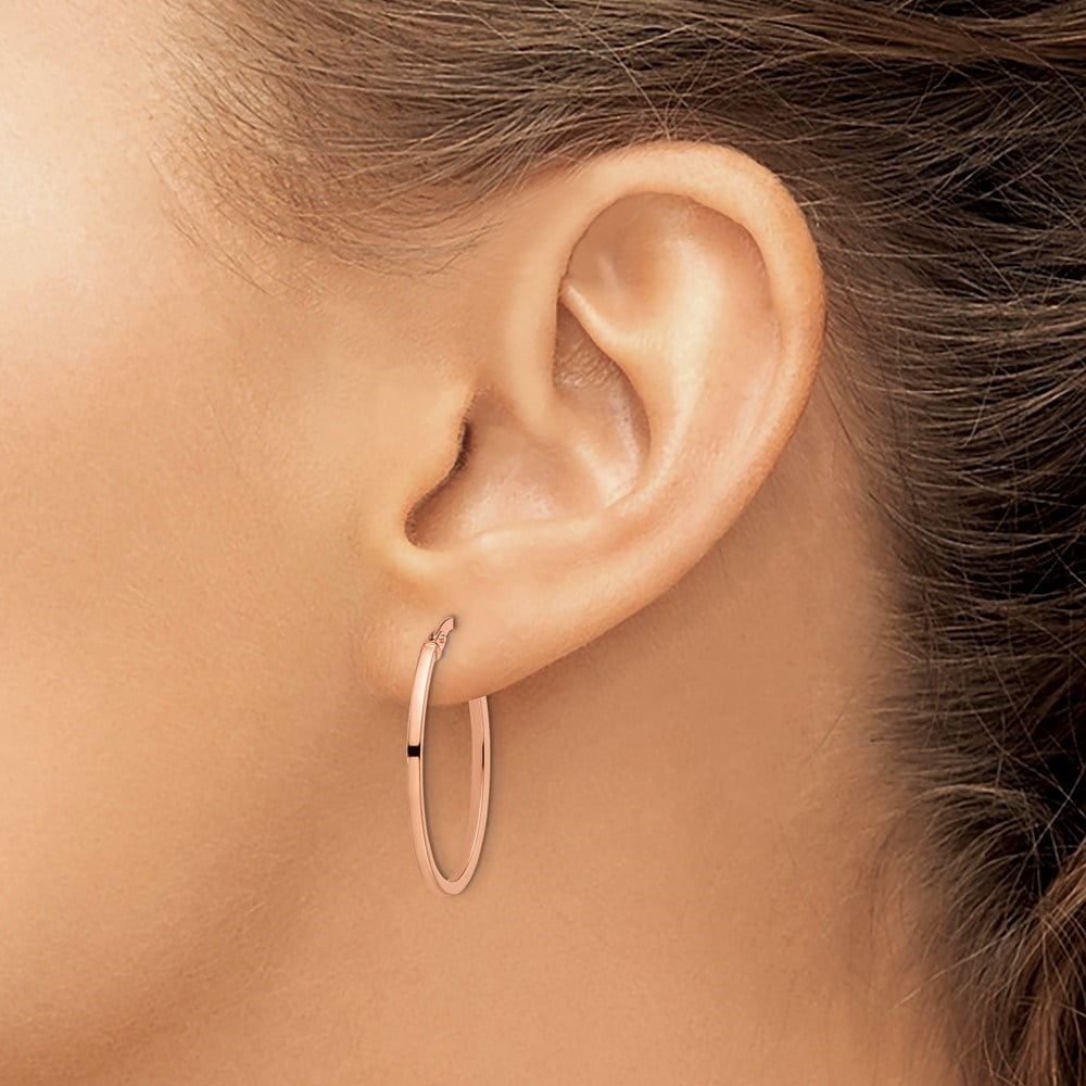Auriga Fine Jewelry 14K Rose Gold Oval Hoop Earrings for Women (L-27mm, W-18mm)