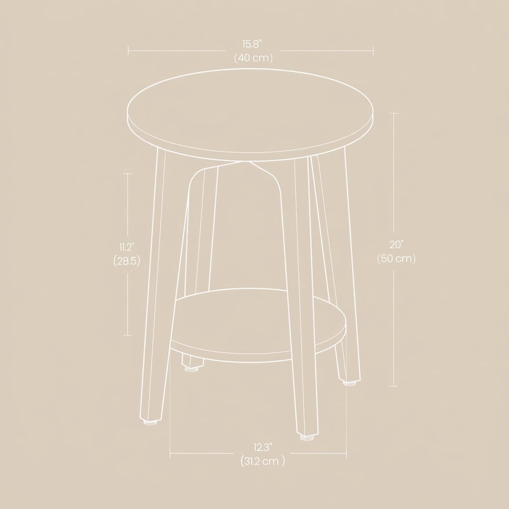 Ledrem Rustic Walnut Round 2-Tier Accent Table with Storage