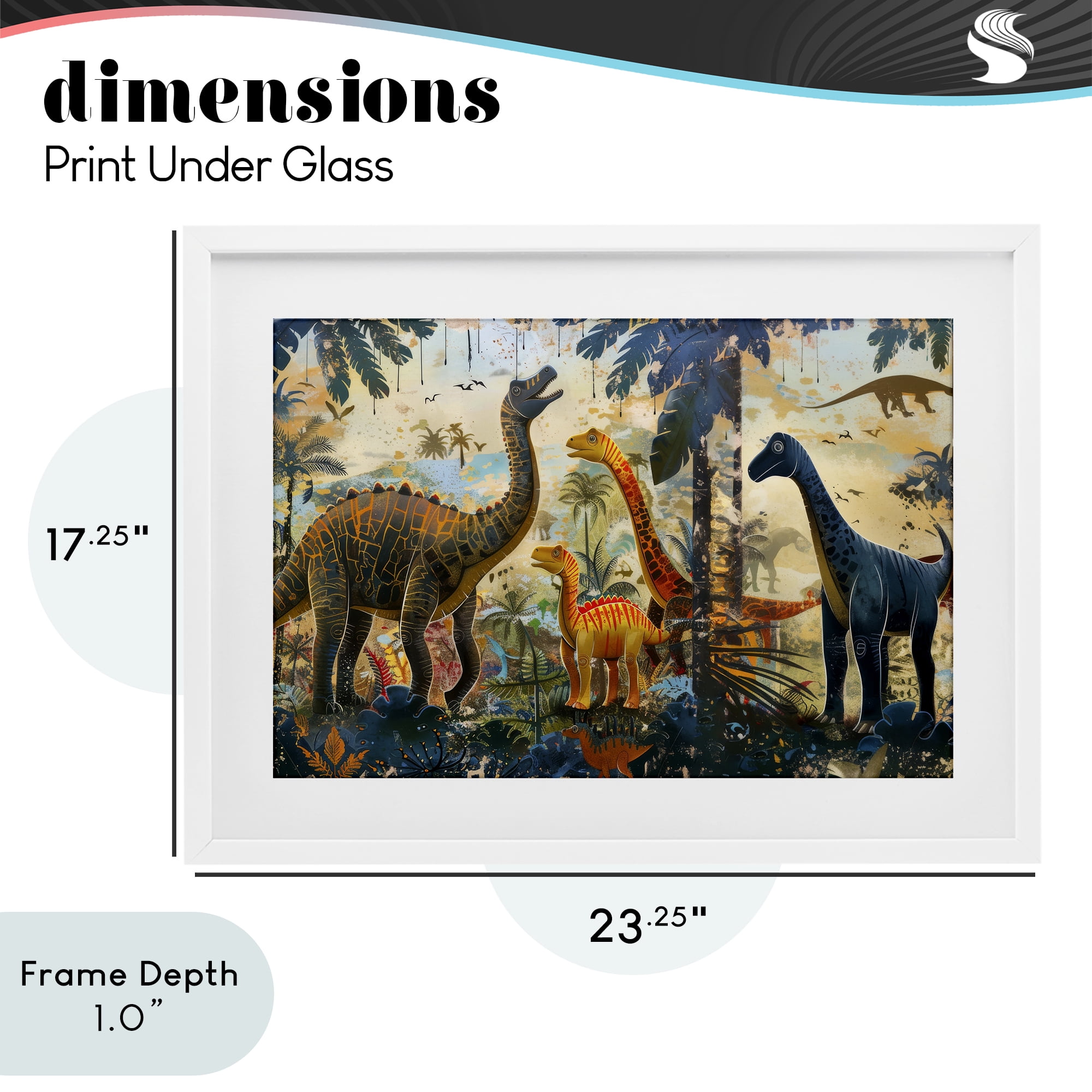 Stupell Industries Jurassic Journey in Nature White Framed Print Under Glass, design by Lazar Studio