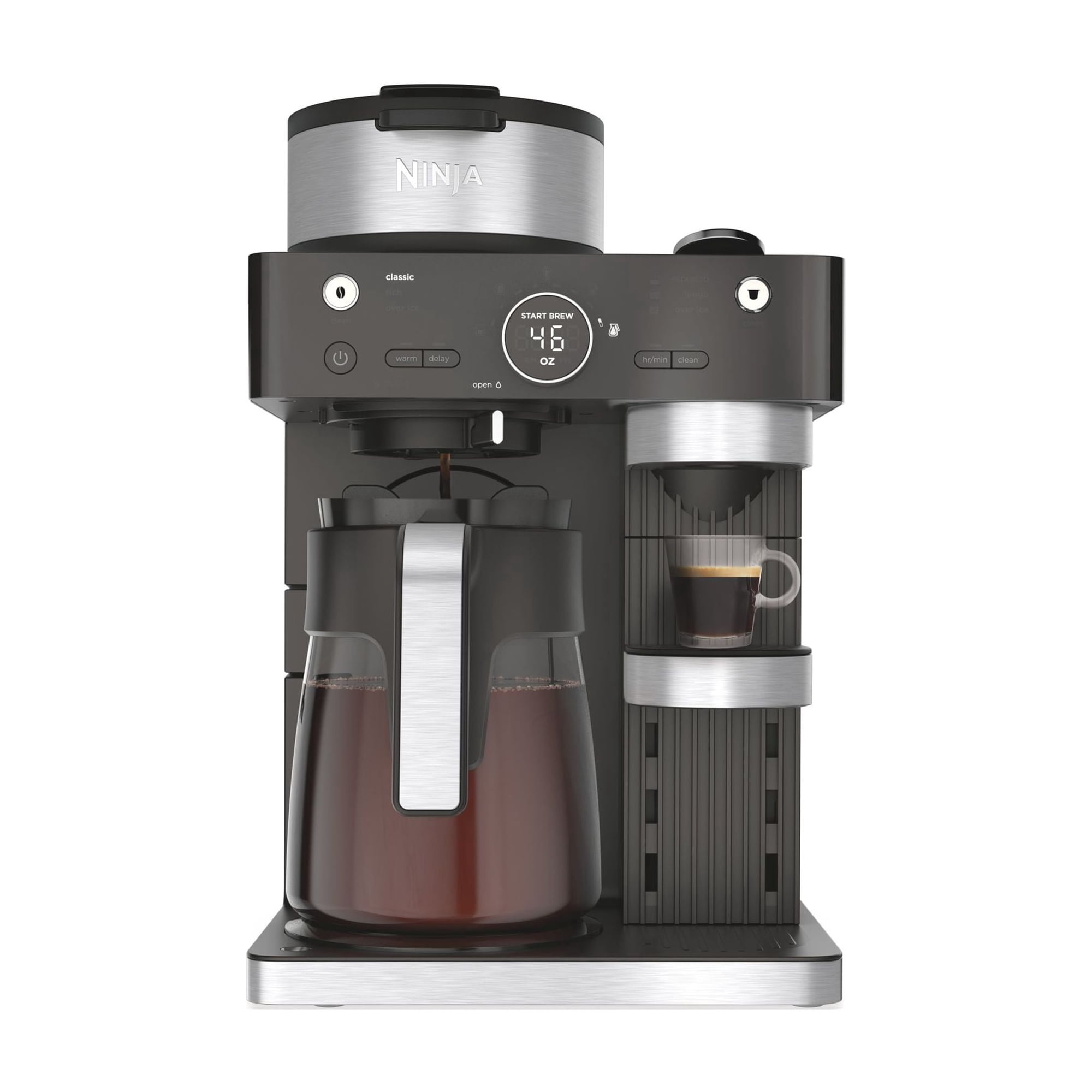 Ninja Prestige Dual Brew System 12-Cup, Built-In Milk Frother, Nespresso Capsule Compatible, CFN600WM, Black