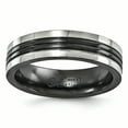 thumbnail image 1 of Edward Mirell Bande Noire Ti Gris Rainures 6mm Taille 9, 1 of 4