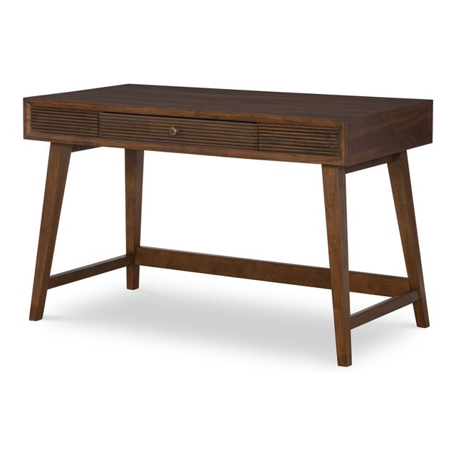 HFO Sawyer 1 Drawer Fully Finished Back Mid-Century Wood Desk in Brown