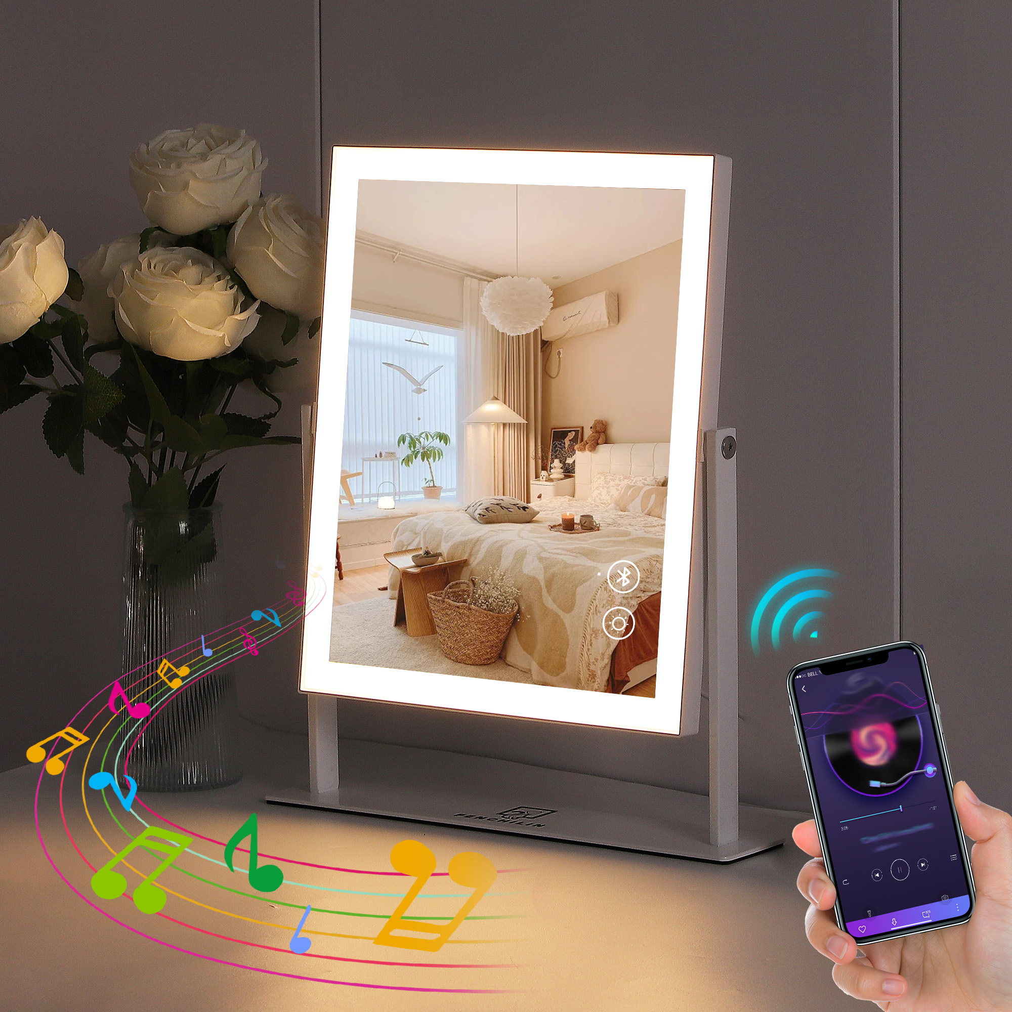 Fenchilin 12x14 Vanity Makeup Mirror Bluetooth White photo 4