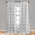 thumbnail image 5 of Ambesonne Horses Curtains, Doodle Equidae Pattern, Pair of 28"x95", Black White, 5 of 5