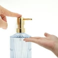 thumbnail image 3 of Unique Bargains 1 Pc Cylinder Texture Soap Dispenser 15.22oz Blue Gold Tone, 3 of 6