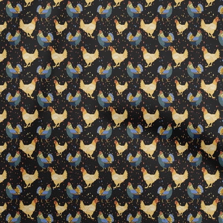 oneOone Velvet Black Fabric Birds Rooster Sewing Fabric By The Yard Printed Diy Clothing Sewing Supplies 58 Inch Wide