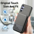 thumbnail image 5 of Back Case for Samsung Galaxy A56 5G, Fabric + PU Leather + TPU Material, Kickstand RFID Blocking Magnetic Card Slots for Men Women Shockproof Protective Durable Classic Phone Cover, Gray, 5 of 9