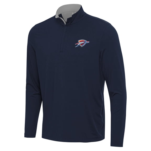 Men's Antigua Navy/Gray Oklahoma City Thunder Content Quarter-Zip Top