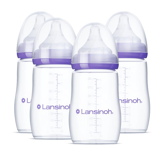 Biberones Lansinoh 240 ml con 4 Tetinas de Flujo Medio