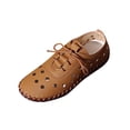 thumbnail image 1 of Brown Women'S Flat Sandals With Lace-Up Closure Hollow Out Patterns Round Toe Soft Sole In A Earth Tone, 1 of 9