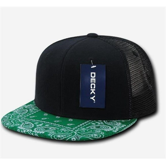 Bandanna Trucker Caps, Black/Kelly