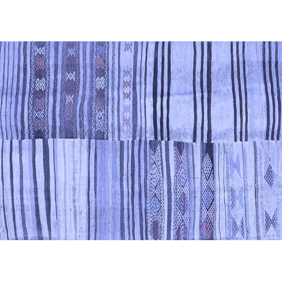 Ahgly Company Indoor Rectangle Patchwork Blue Transitional Area Rugs, 7' x 10'