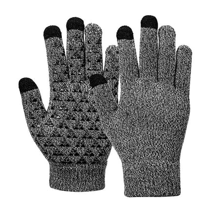 IYTR Winter Gloves for Men Women Warm Gloves with Thermal Soft Knit Lining Elastic Cuff Gloves Heating Warm Ski Half Finger Gloves Dark Gray Free Size