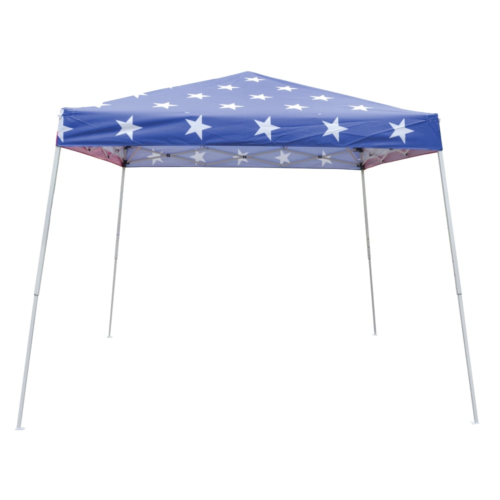 Impact Canopy 10 x 10 Pop Up Canopy Tent, Instant Slant Leg Portable Shade Tent with Carrying Bag, American Flag
