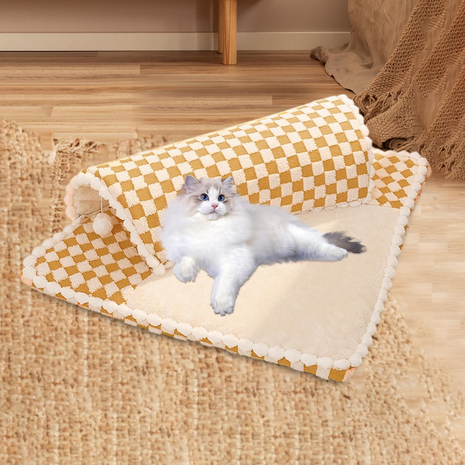 Bvdfgk Cat Tunnel Bed for Indoor Cats Interactive Toy with s Kitty Training Brown M