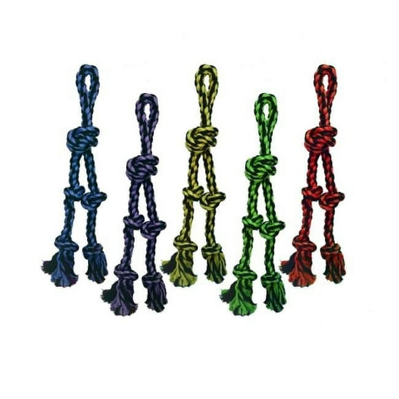 Multipet 784369295177 15 in. Nuts for Knots Rope Tug with 2 Danglers Toys, Assorted