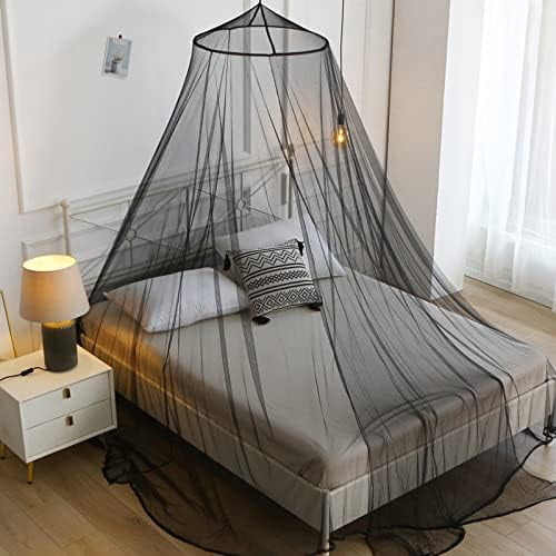 Mosquito Net Bed Canopy for Girls,King Canopy Bed Curtains Queen Size from Ceiling,Dome Mosquito Netting Bed Tent Twin Girls Canopy Bed Decor for Baby Crib,Kid Bed and Adult Beds (Black Dome)