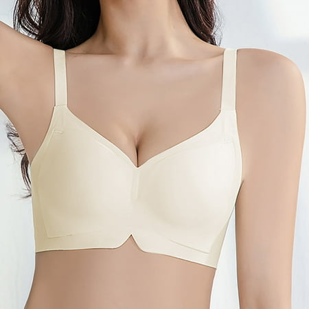 Snap Deal: Underwire Bras for Women  Sujetadores con aros para mujer  Women s Non Steel Ring Style Printed Gathered Middle Button Breathable Underwear Daily Bra SOPATENOR White 2XL
