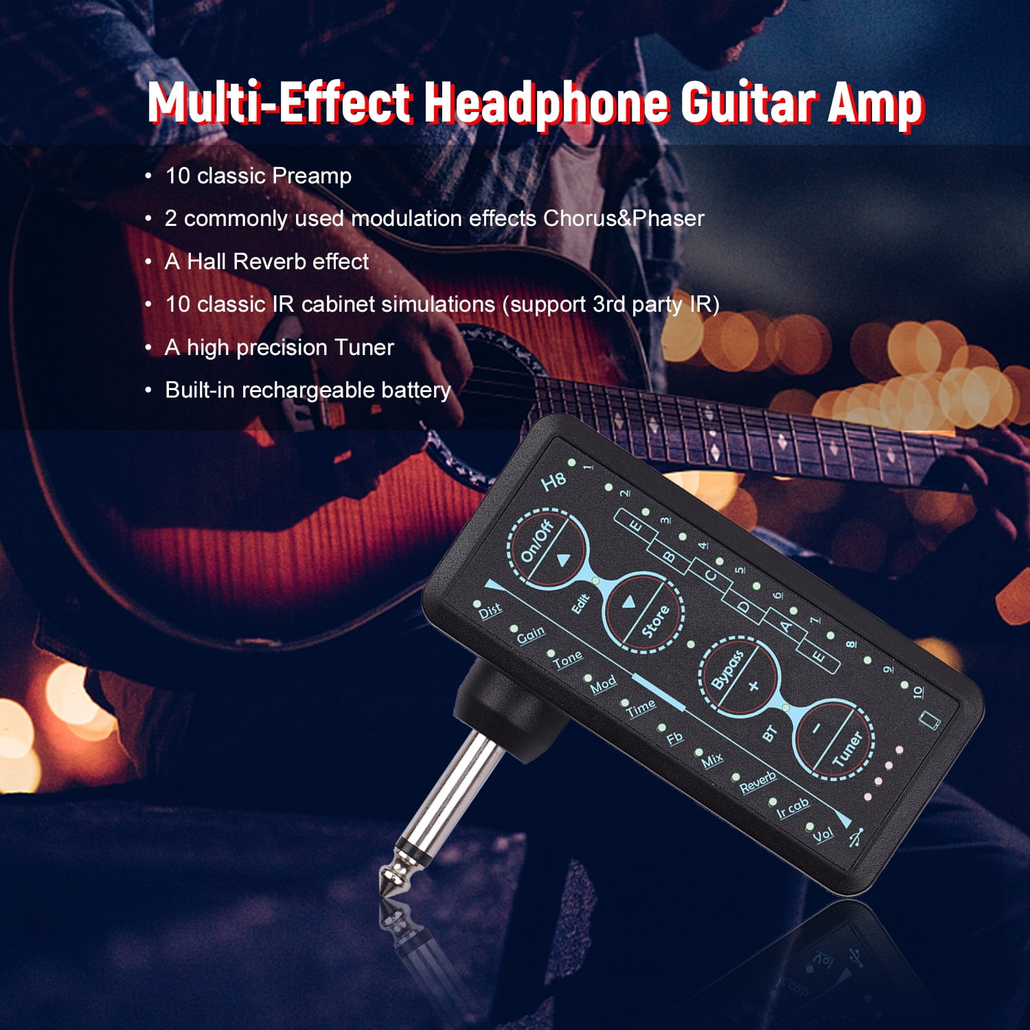 Amplificatore Per Chitarra LEKATO Con Cuffie, Bluetooth E 10 Preset - Mini E Portatile - Foto 2