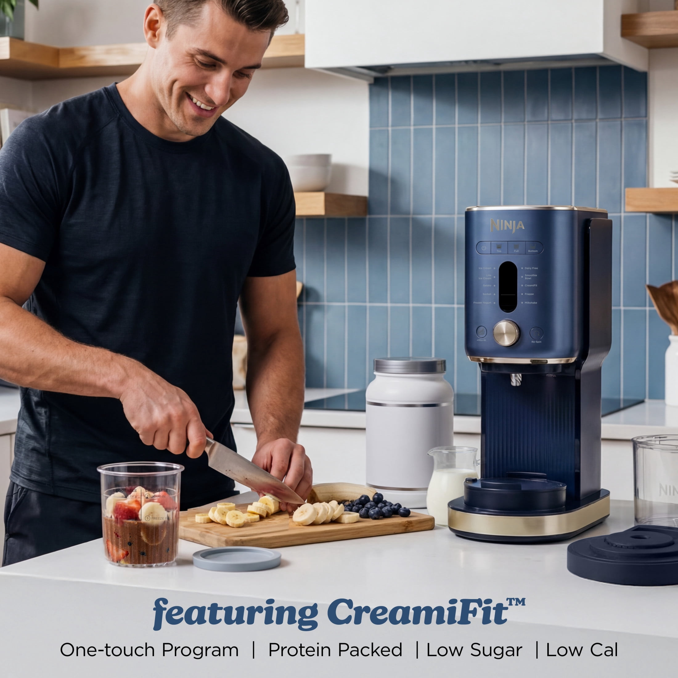 Ninja Creami XL Ice Cream Maker, Sorbet, Milkshakes, Frozen Yogurt, Dairy Free, 11 One-Touch Programs, (2) 24 Oz Family-Sized Tubs & Lids, NC601 Navy