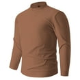 thumbnail image 2 of Long Sleeve Top, Warm Solid Color Pullover with Velvet Base for Men, 2 of 5