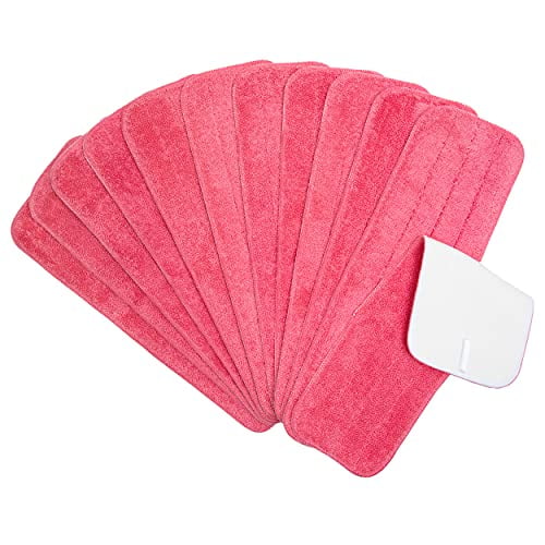 Arkwright Spray Mop Replacement Pads - (Pack of 12) Bulk Microfiber Flat Dry and Wet Refill Mop Pads Floor Cleaning, Compatible with Bona and Rubbermaid, Fits All Mop Heads, 18 in, Red