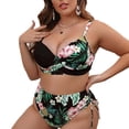 thumbnail image 6 of Women's Bikini Set Printed Plus Size Push Up Padded Bra Two Piece Sexy Swimsuit Bathing Suit for Beach Vacation,Black,L, 6 of 6