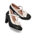 thumbnail image 5 of Miluxas Women's Cute Retro Shoes Stylish T Strap Mary Janes Chunky Heeled Shoes Sweet Block Heeled Bowknot Pumps Black 9(42), 5 of 7
