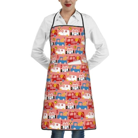 

Gaeub Cartoon with Traffic Elements Kitchen Cooking Aprons Adjustable Bib Apron Waterdrop and Oil Resistant Kitchen Chef Apron for Women Men