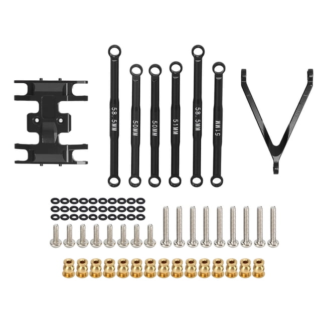 For SCX24 Tie Rod Kit, For SCX24 Pull Rod Kit Small Size 6Pcs Vivid Color Light Weight Aluminium Alloy For RC Car Black