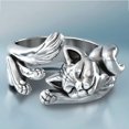 thumbnail image 1 of Anillo de gato, anillo de dedo ajustable con forma de animal lindo plateado en plata, regalo de gato, 1 of 5