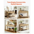 thumbnail image 3 of VEVOR 47 in Console Table, Farmhouse Desk Behind the Couch with Drawers and Bottom Storage Shelf, Wooden Rectangle Entrance Narrow Sofa Table for Hallway, Bedroom, Living Room, Foyer, Burlywood, 3 of 9