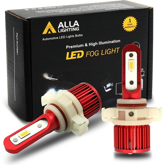 Alla Lighting 5200lm AL-R PS19W 5201 5202 LED Yellow Fog Lights Bulbs Xtremely Super Bright 5201 5202 LED Bulb High Power LED PS24W 12085 5202 Fog Light DRL Bulbs Replacement