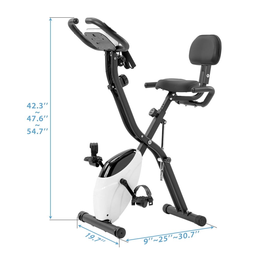Folding Exercise Bike Upright Recumbent X Bike 16 Level Adjustable Resistance Foldable Stationary Bike with LCD Display Arm Bands for Home Gym Workout Multiple colors available
