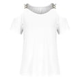 thumbnail image 4 of HUPOM Athletic Tops For Women Womens Shirts Short Sleeve Crew Neck T-Shirt Tab Sleeve White S, 4 of 5