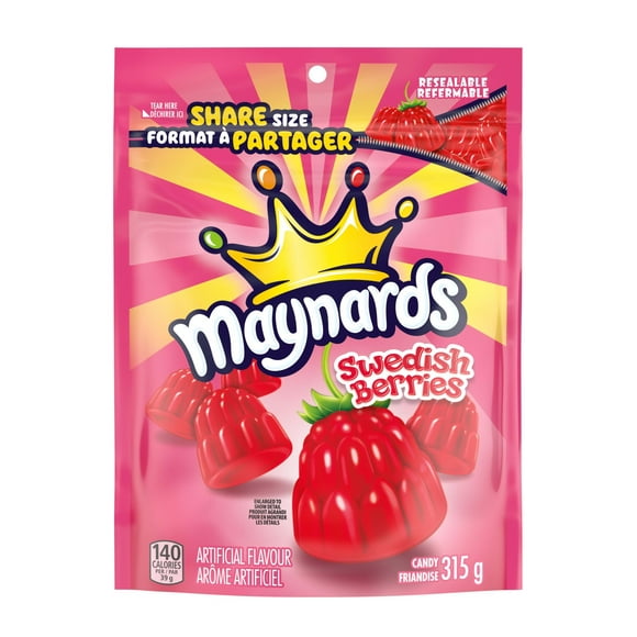 Maynards, Swedish Berries Candy, Gummy Candy, Sharing Size, 315 g