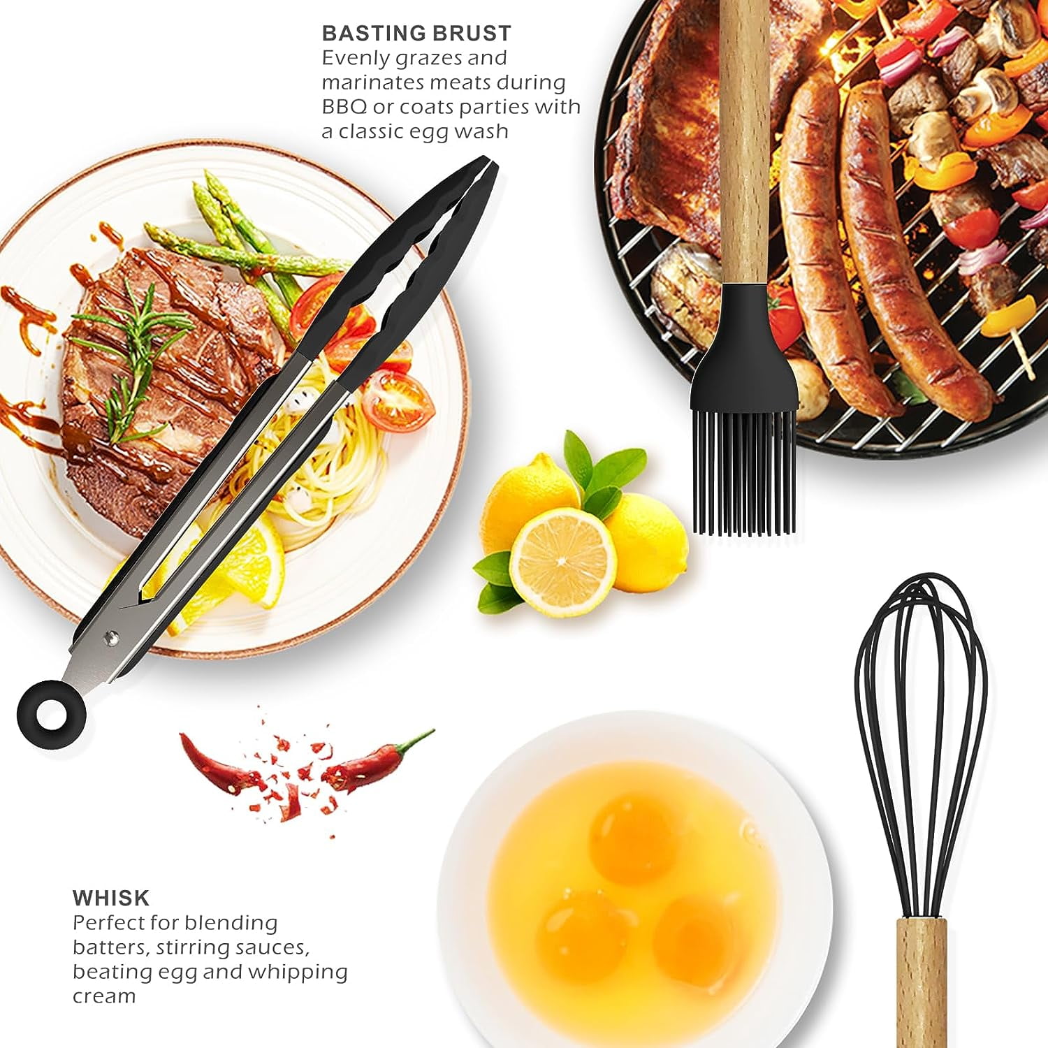 12 of non-stick heat resistant silicon cooking utensils – Reliable
